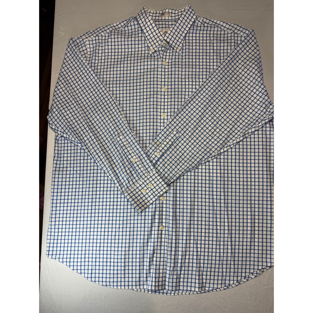 Peter Millar Men's XXL Blue Check Pinehurst Putter Boy Long Sleeve Shirt
